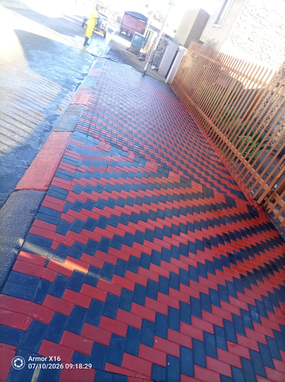Restored paving · zebra pattern recovery